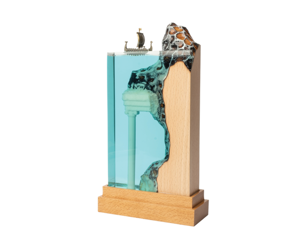 Homemade Wood & Resin Lamp with rockery, Italian Style.. Made for parashuteHome