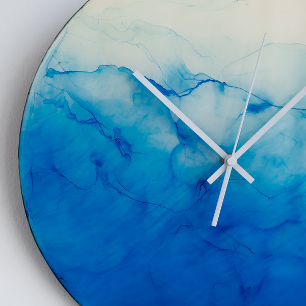 Resin Epoxy Blue wall clock 40cm Diameter. HandMade for parashuteHome.