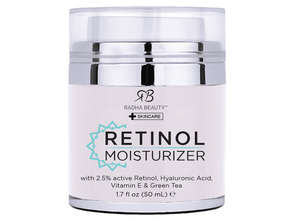 Radha Beauty Retinol Moisturizer Miracle Cream for Face, Hyaluronic Acid, Vitamin E and Green Tea. Best Night and Day Moisturizing Cream 1.7 fl oz.