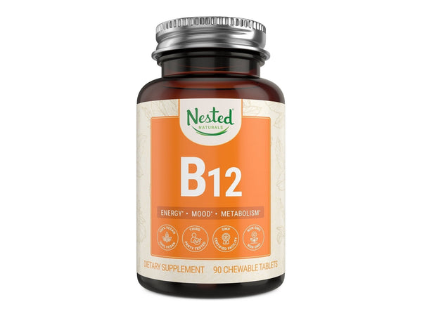 Vitamin B12 2500mcg (Methylcobalamin) | Support Metabolism and Nervous System Health | Supplement B 12 Deficiency in Men & Women | Methyl VIT B12 Fast Dissolve Chewable Tablets, By Nested Naturals