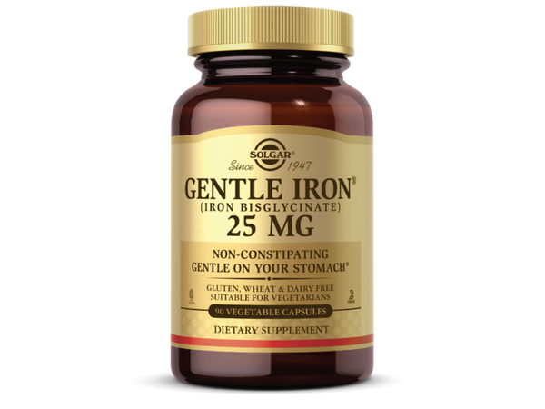 Iron Halal Solgar Gentle  25mg, 90 Vegetable Capsules - Energy, Normal Red Blood Cell Production - Gentle on The Stomach - Non-GMO, Vegan, Gluten Free, Dairy Free, Kosher, Halal ,Unflavoured