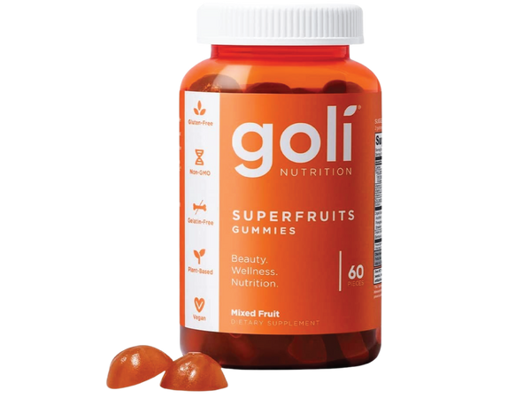Goli SuperFruits Beauty Gummy Vitamin - 60 Count - Collagen-Promoting Ingredients. Radiate. Rejuvenate. Refresh - Mixed Fruit, Vegan, Plant-Based, Non-GMO, Gluten-Free & Gelatin Free